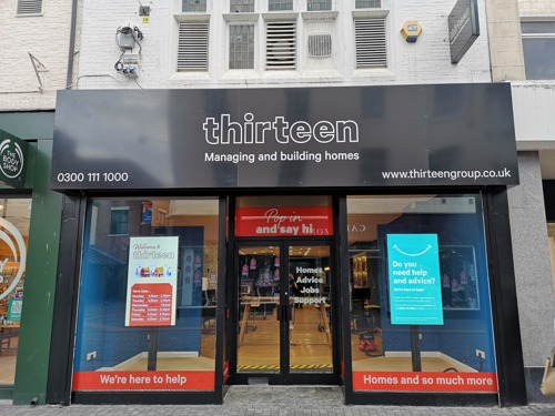 Shop front of the Thirteen Touchpoint store in Middlesbrough