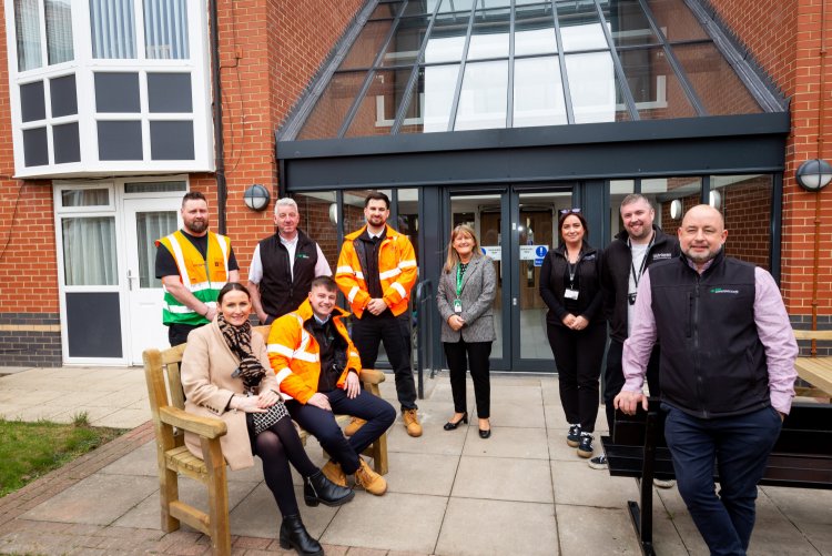 Staff at Bramley Court with contractor Esh